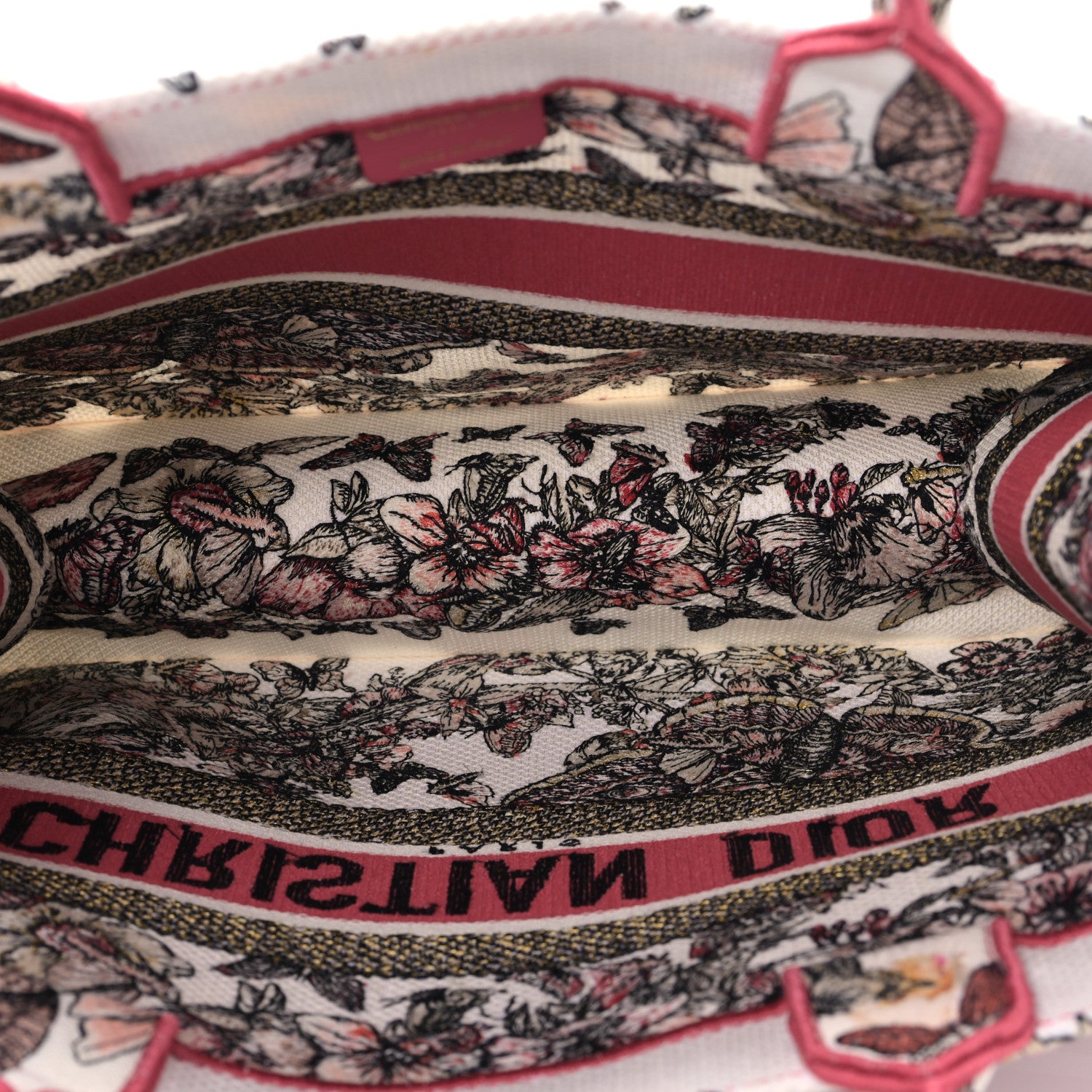 Christian Dior Canvas Embroidered Medium Butterfly Print Book Tote Multicolor 5 of 9