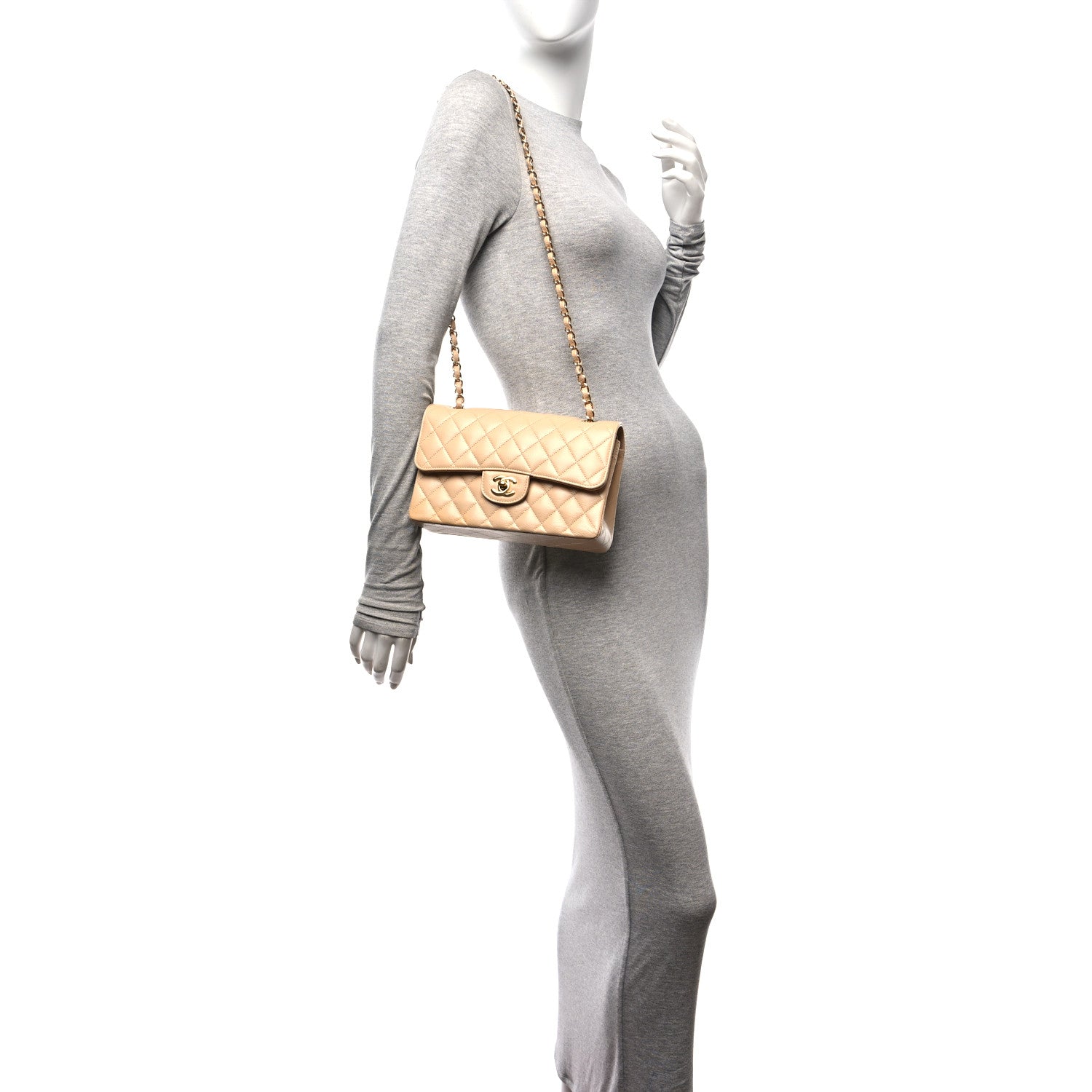 Chanel Caviar Quilted Small Double Flap Beige 2 of 10