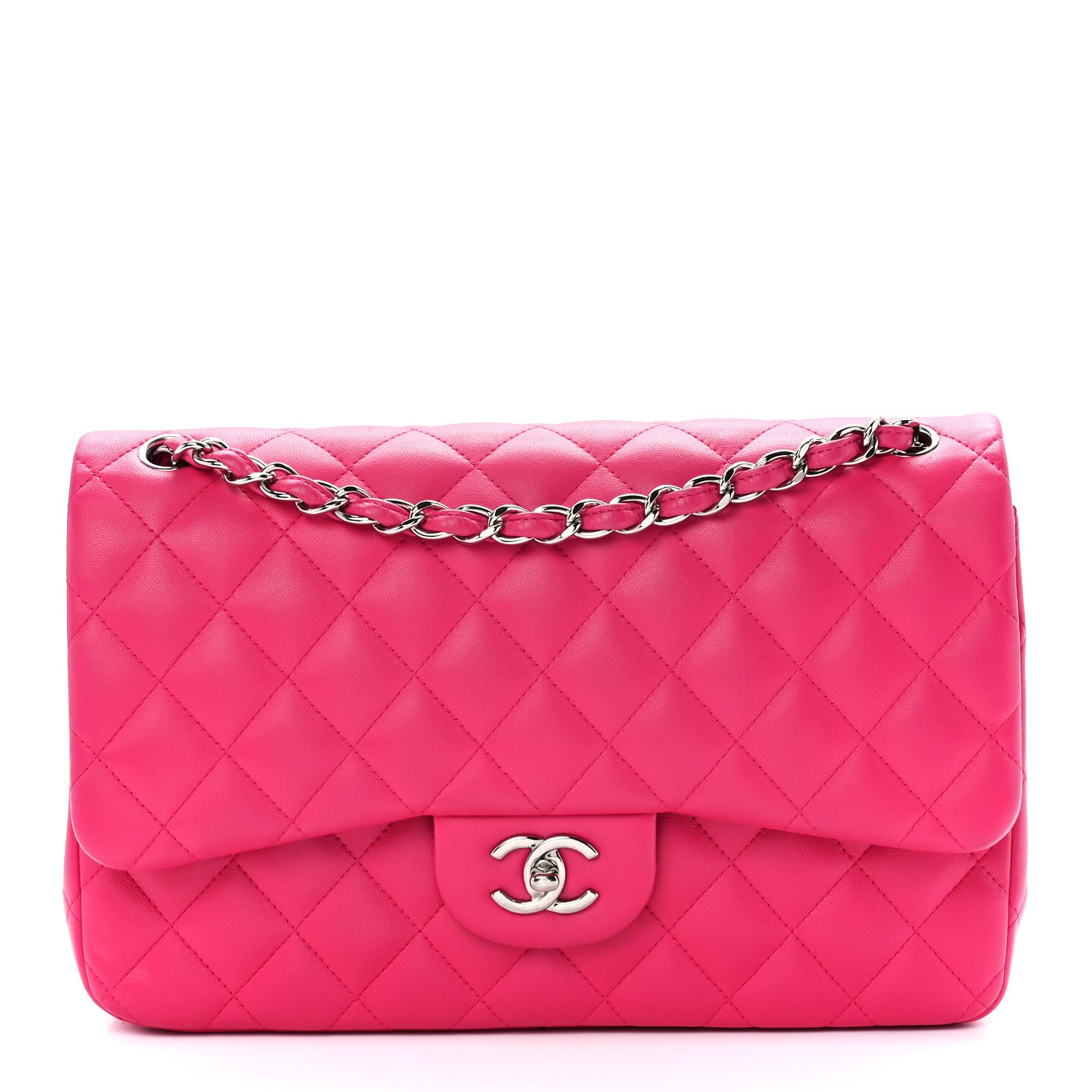 Chanel Lambskin Quilted Jumbo Double Flap Dark Pink 1 of 15