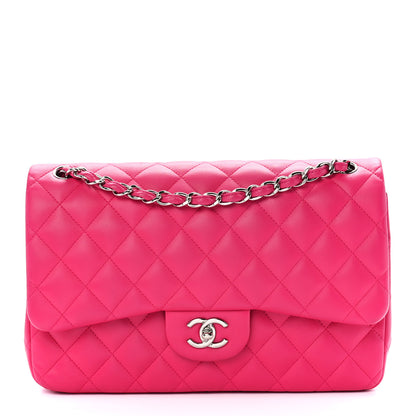 Chanel Lambskin Quilted Jumbo Double Flap Dark Pink 1 of 15