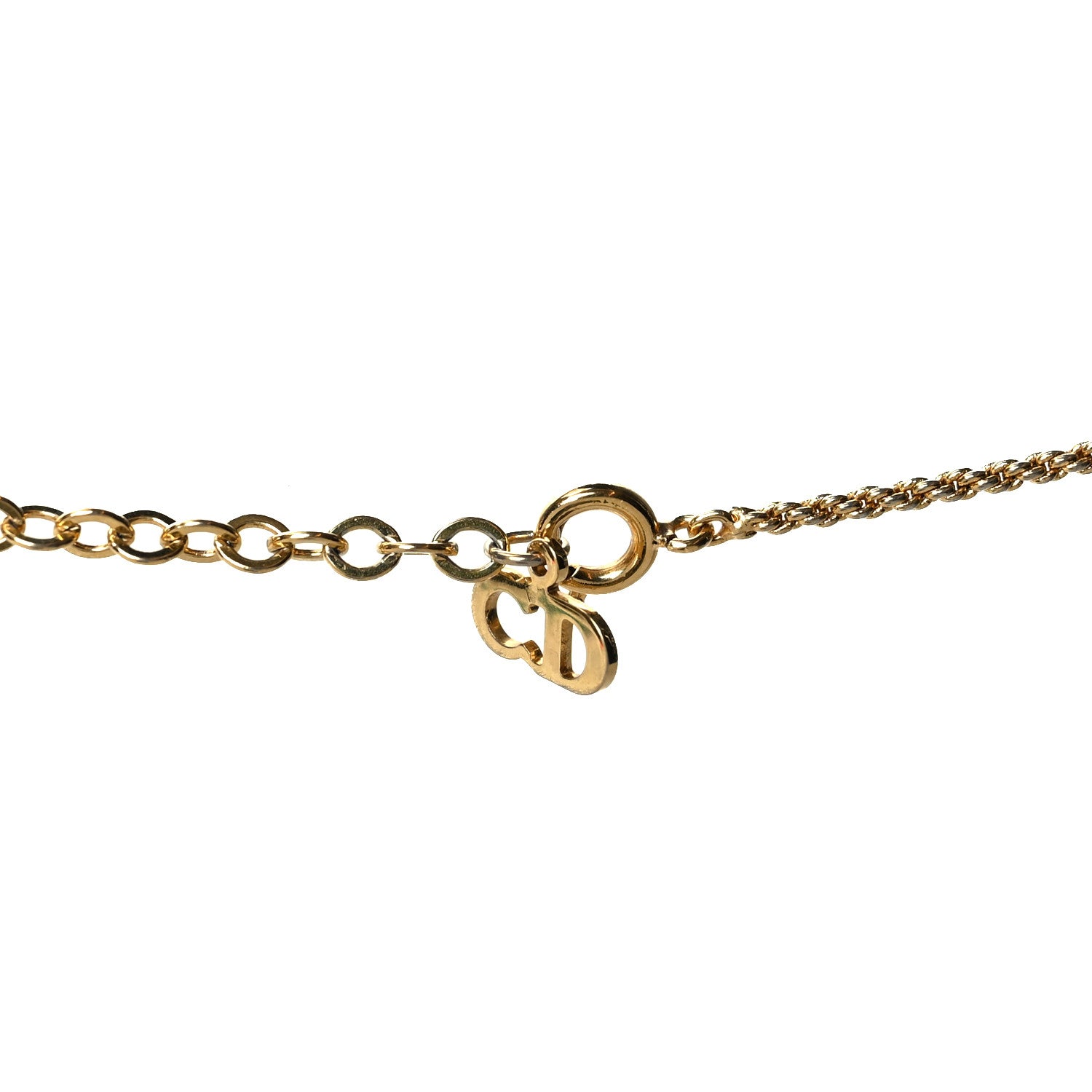 Christian Dior Metal Crystal CD Necklace Gold Black 4 of 4