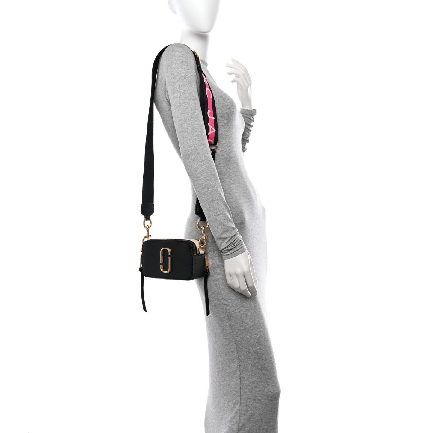 Saffiano Snapshot Camera Bag Black Grey