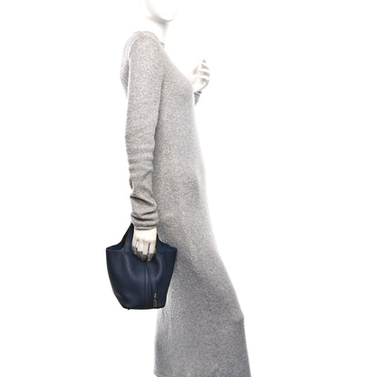 Hermes Taurillon Clemence Picotin Lock 18 PM Bleu Nuit 2 of 12