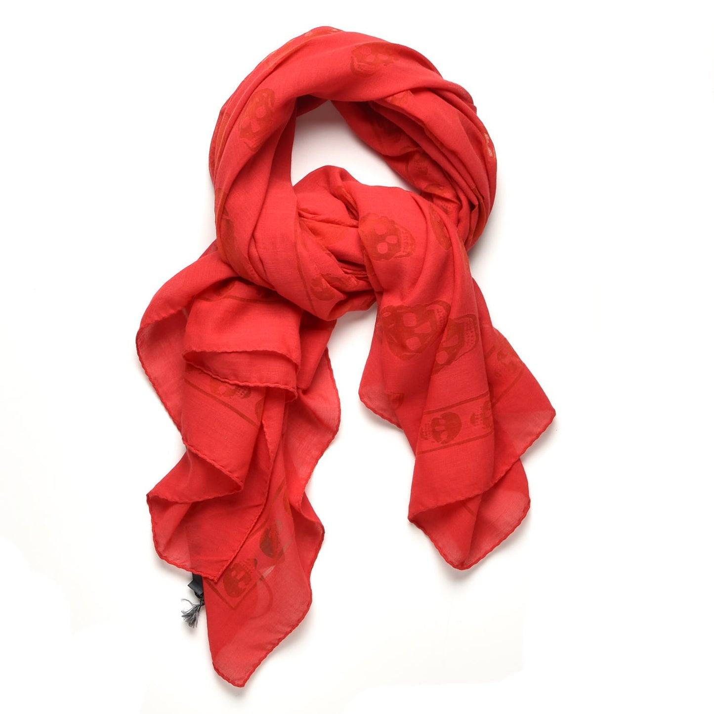 Cotton Viscose Skull Scarf Red