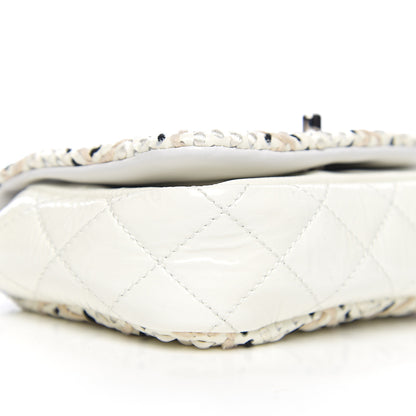 Chanel Patent Perforated Woven Mini Flap White Black 7 of 9