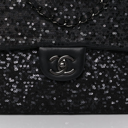 Chanel Sequin Lambskin Jumbo Moonlight on Water Flap Black 11 of 14