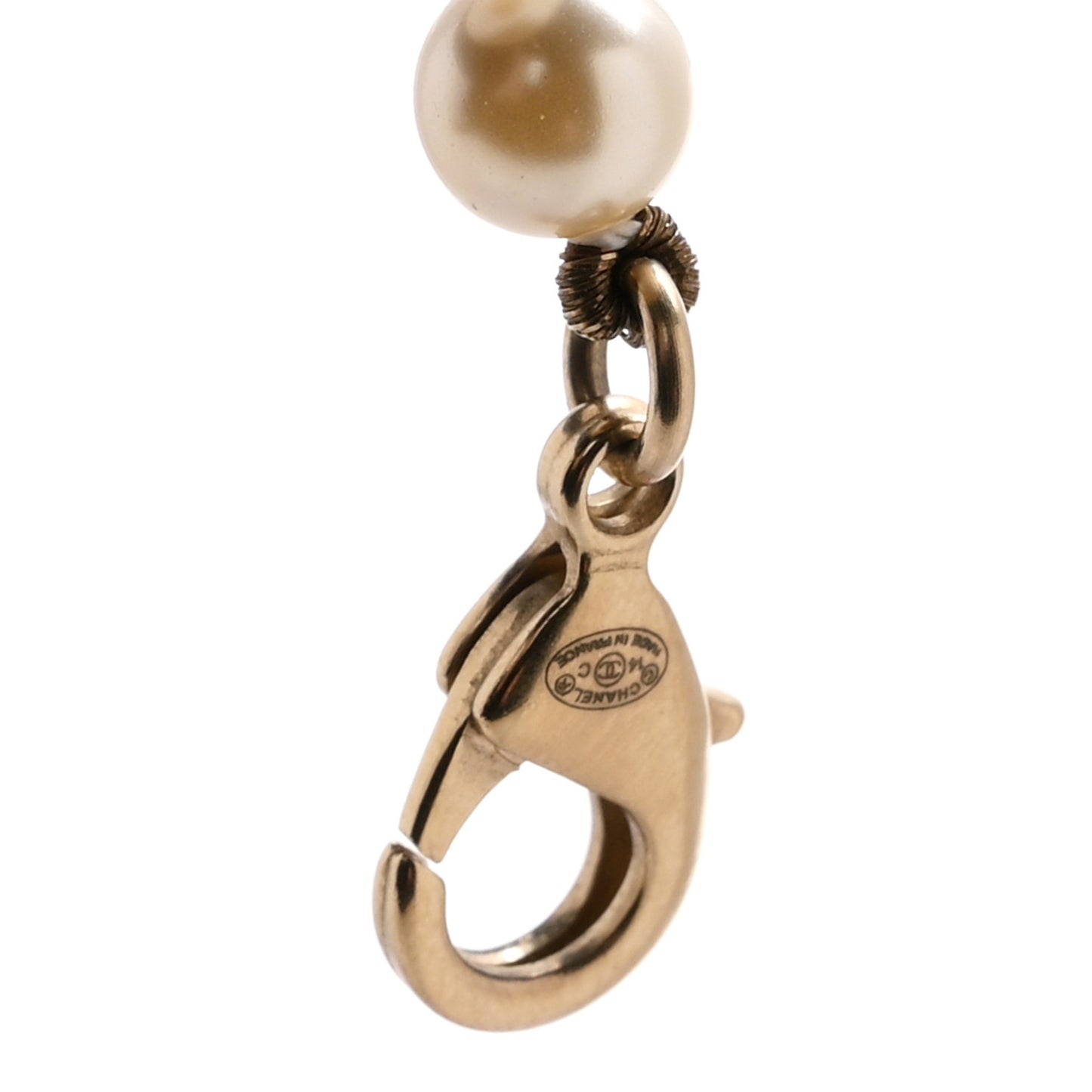 Graduated Pearl Crystal CC Bracelet Gold