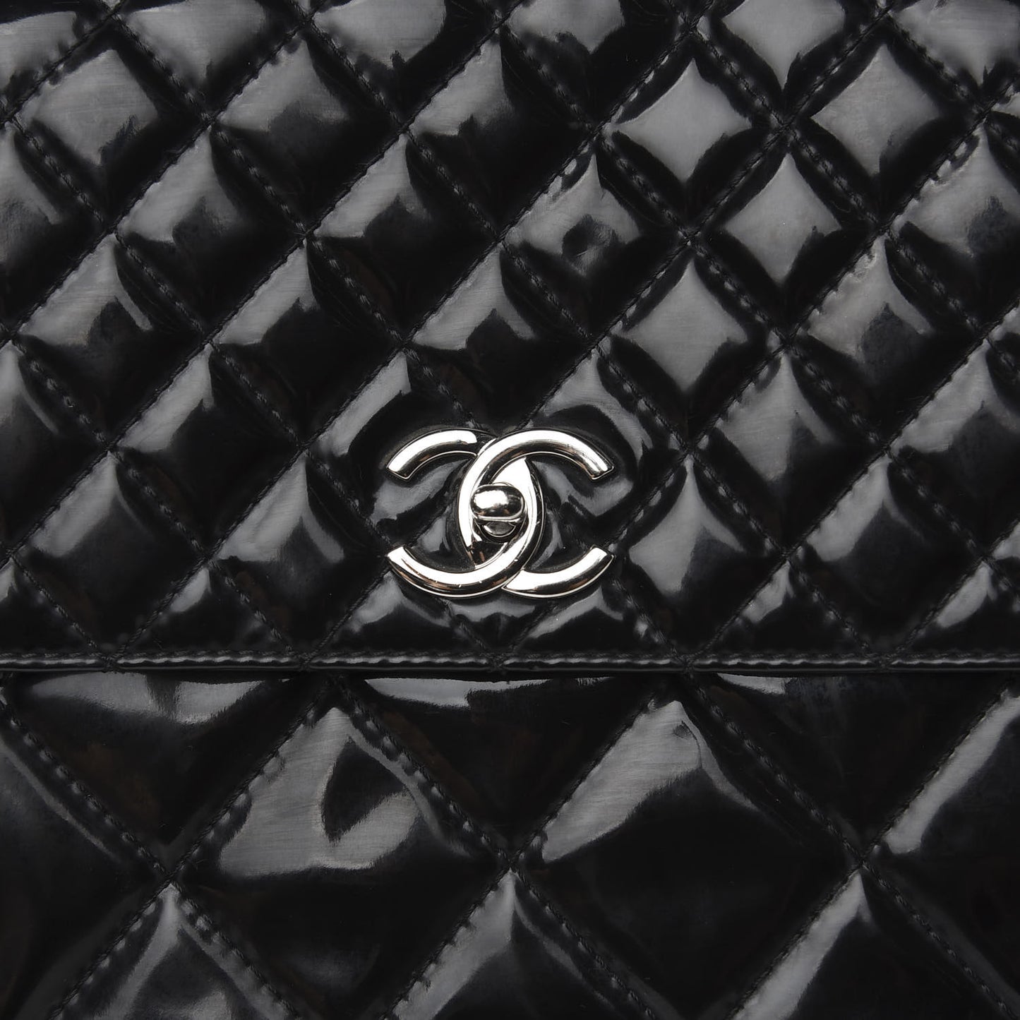 Vinyl Quilted In the Business Flap Bag Black