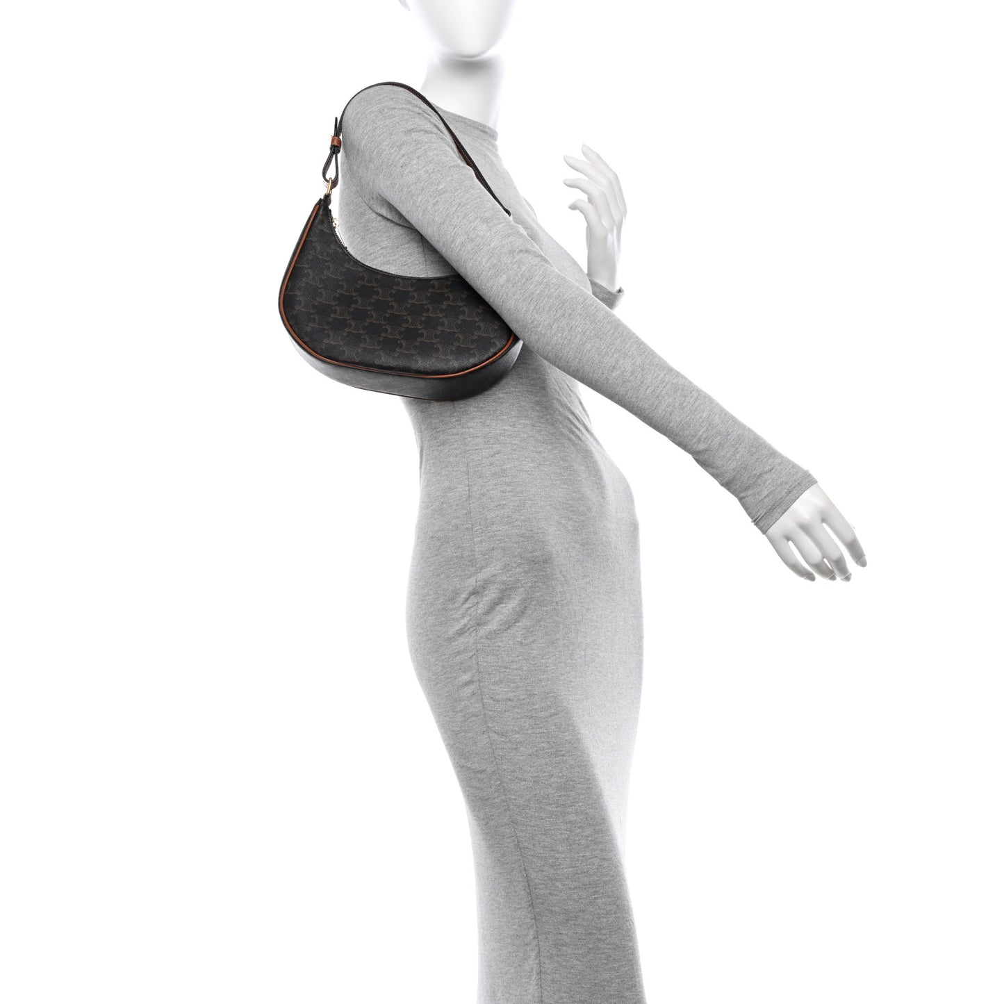 Triomphe Canvas Calfskin Ava Shoulder Bag Tan