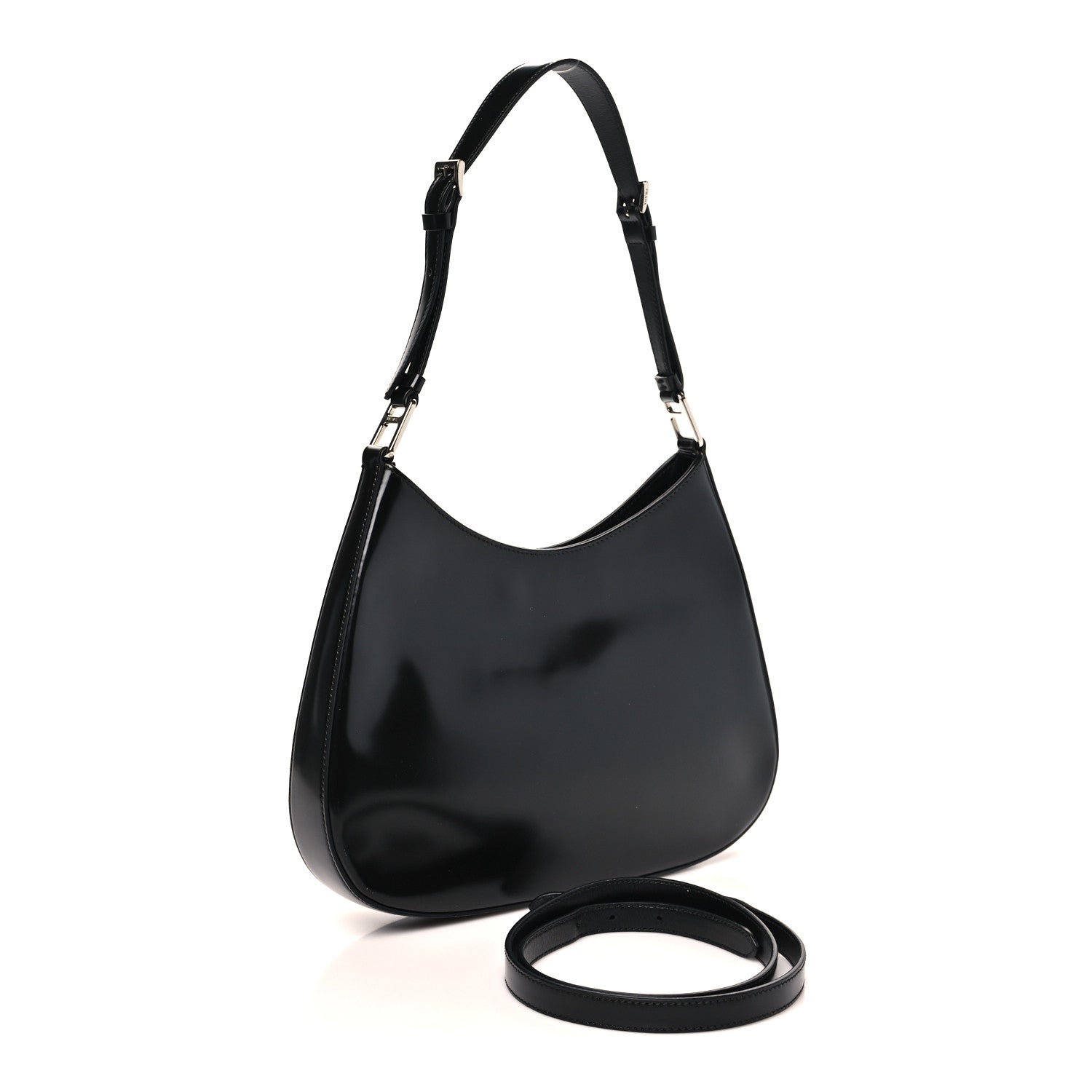 Prada Spazzolato Large Cleo Adjustable Strap Shoulder Bag Black 3 of 9