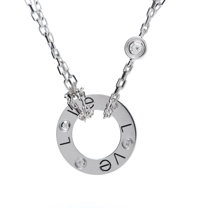 Cartier 18K White Gold 2 Diamond LOVE Necklace 4 of 5