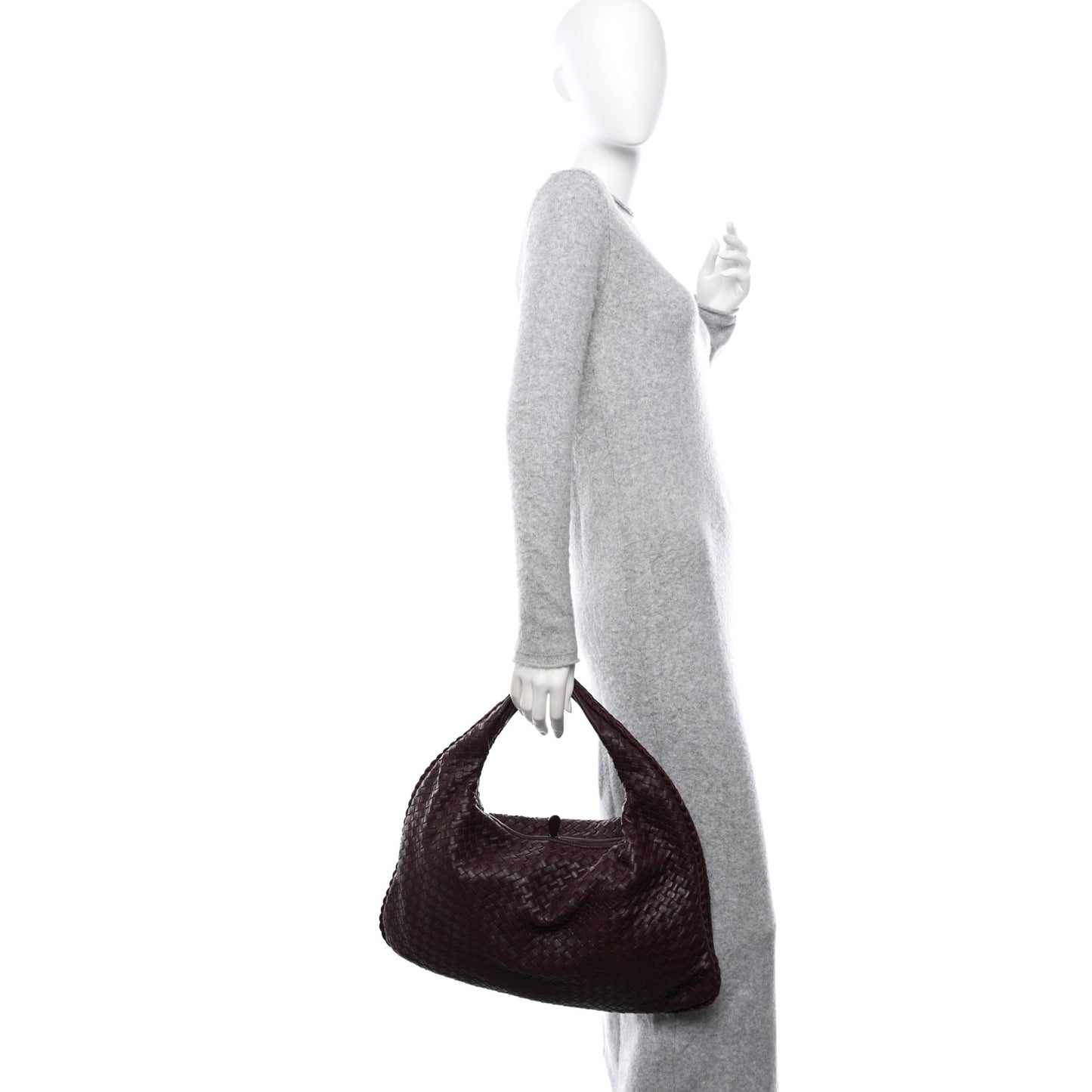 Nappa Intrecciato Veneta Hobo Aubergine