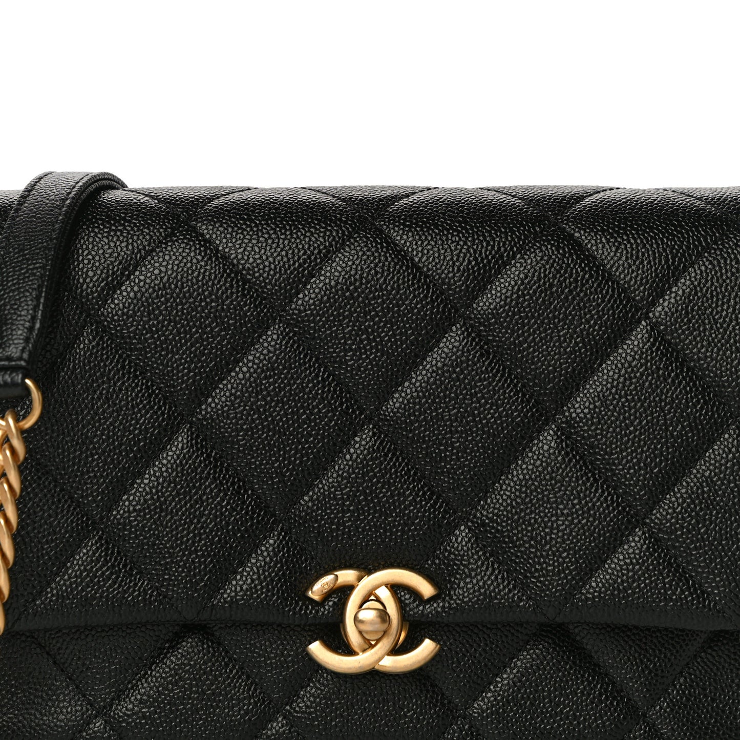 Shiny Caviar Quilted Small Chain Melody Flap Black