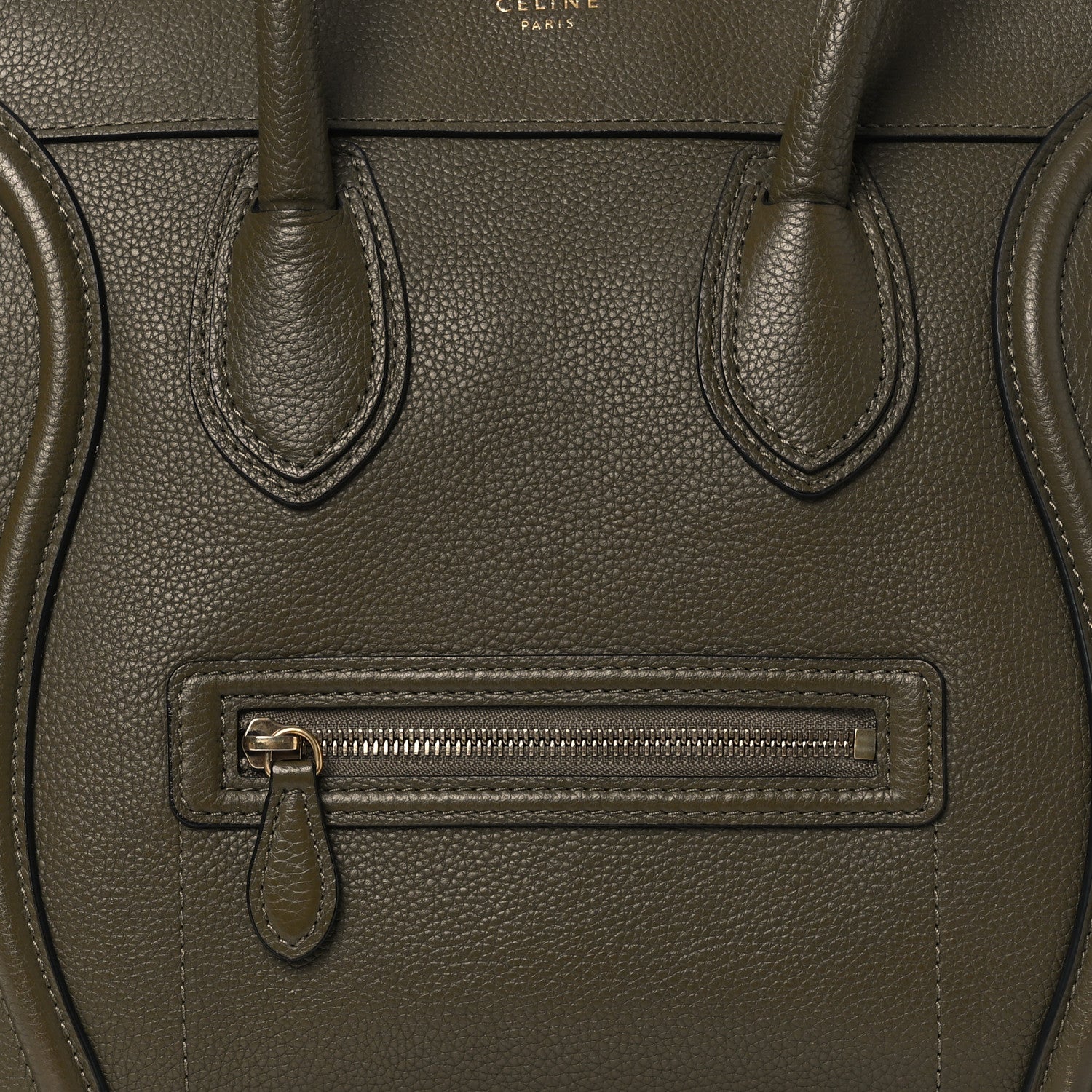 Celine Drummed Calfskin Mini Luggage Souris 8 of 11
