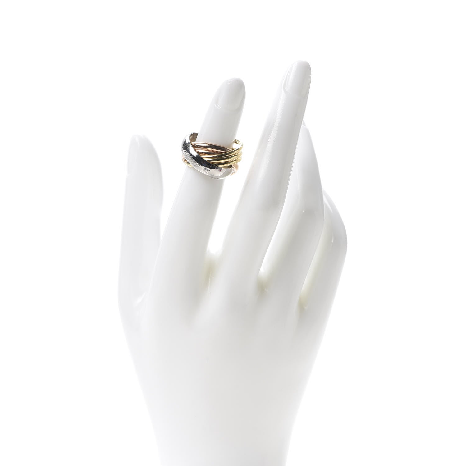 Cartier 18K Pink Yellow White Gold Diamond Trinity 6 Band Ring 49 4.75 2 of 5