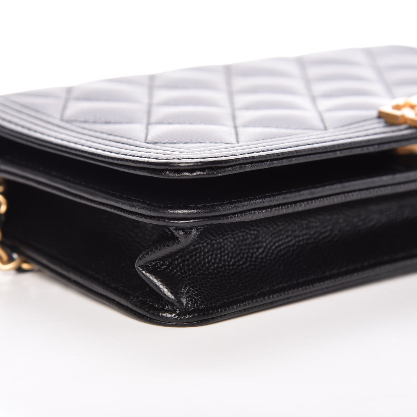 Caviar Quilted Boy Wallet On Chain WOC Black