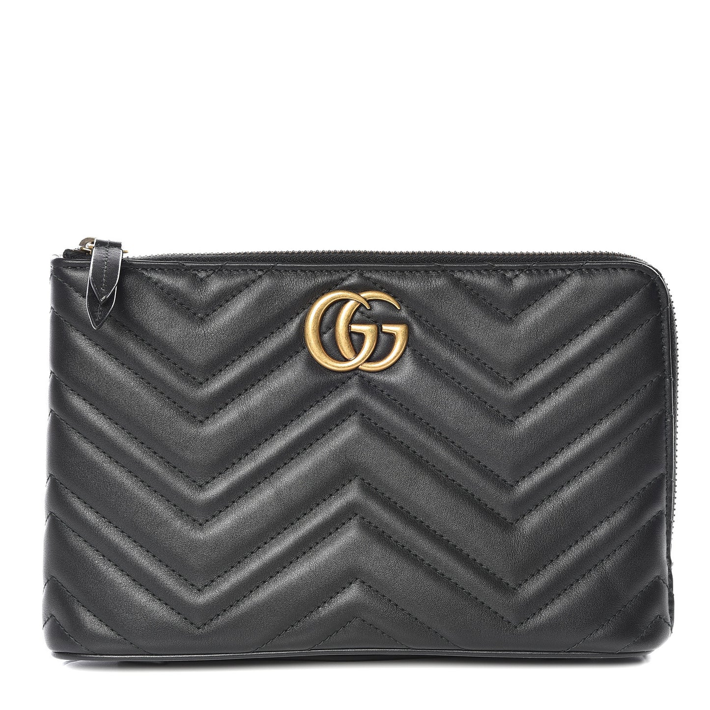 Calfskin Matelasse GG Marmont Zip Pouch Black