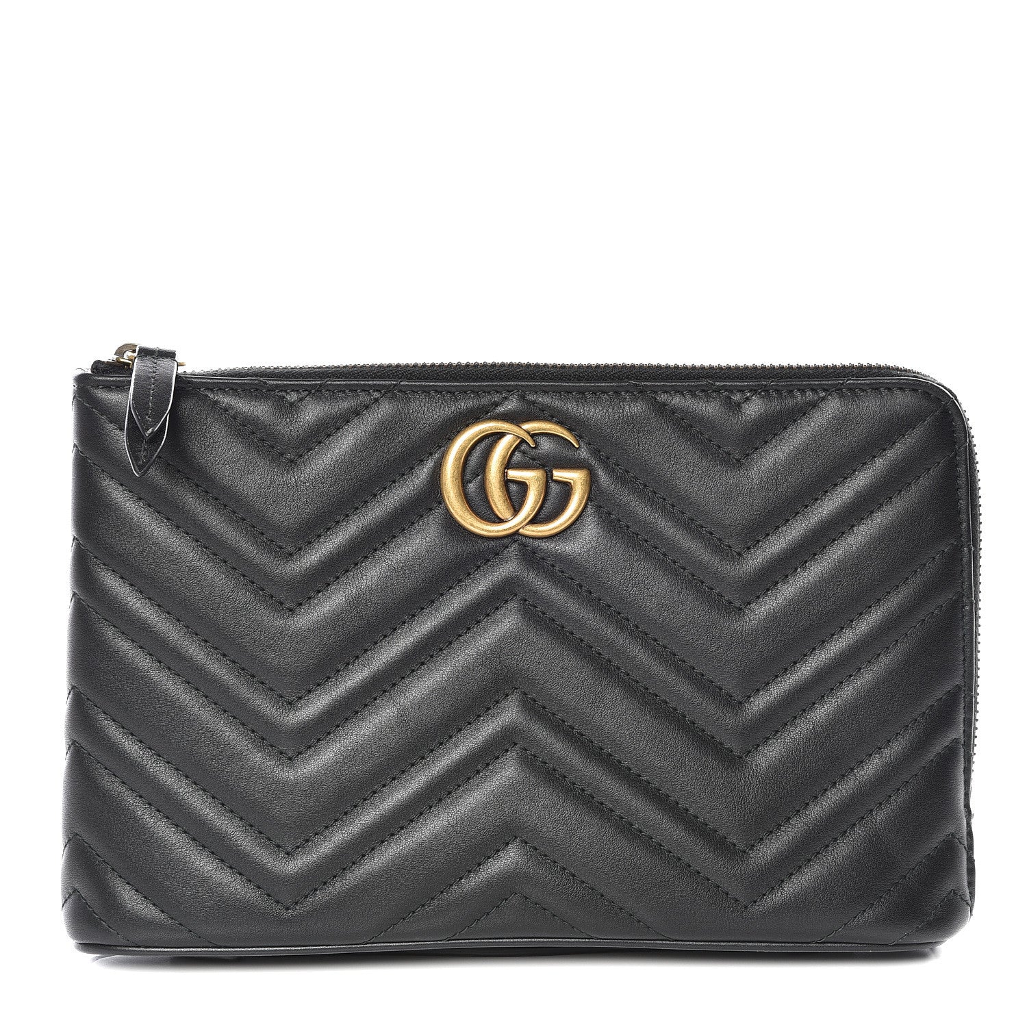 Gucci Calfskin Matelasse GG Marmont Zip Pouch Black 1 of 8