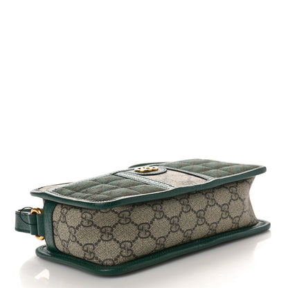 Gucci Monogram GG Mignon Textured Dollar Calfskin GG Supreme Monogram Quilted Mini GG Shoulder Bag Green Beige Ebony 4 of 10