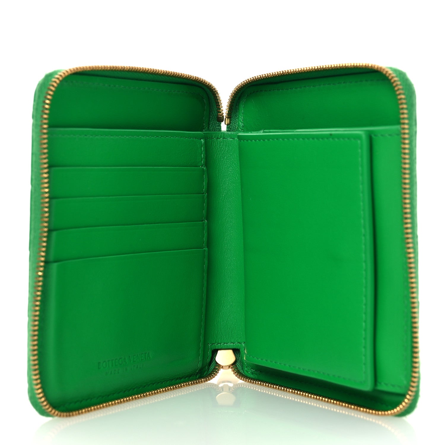 Bottega Veneta Nappa Intrecciato Zip Around Compact Wallet Parakeet 5 of 11