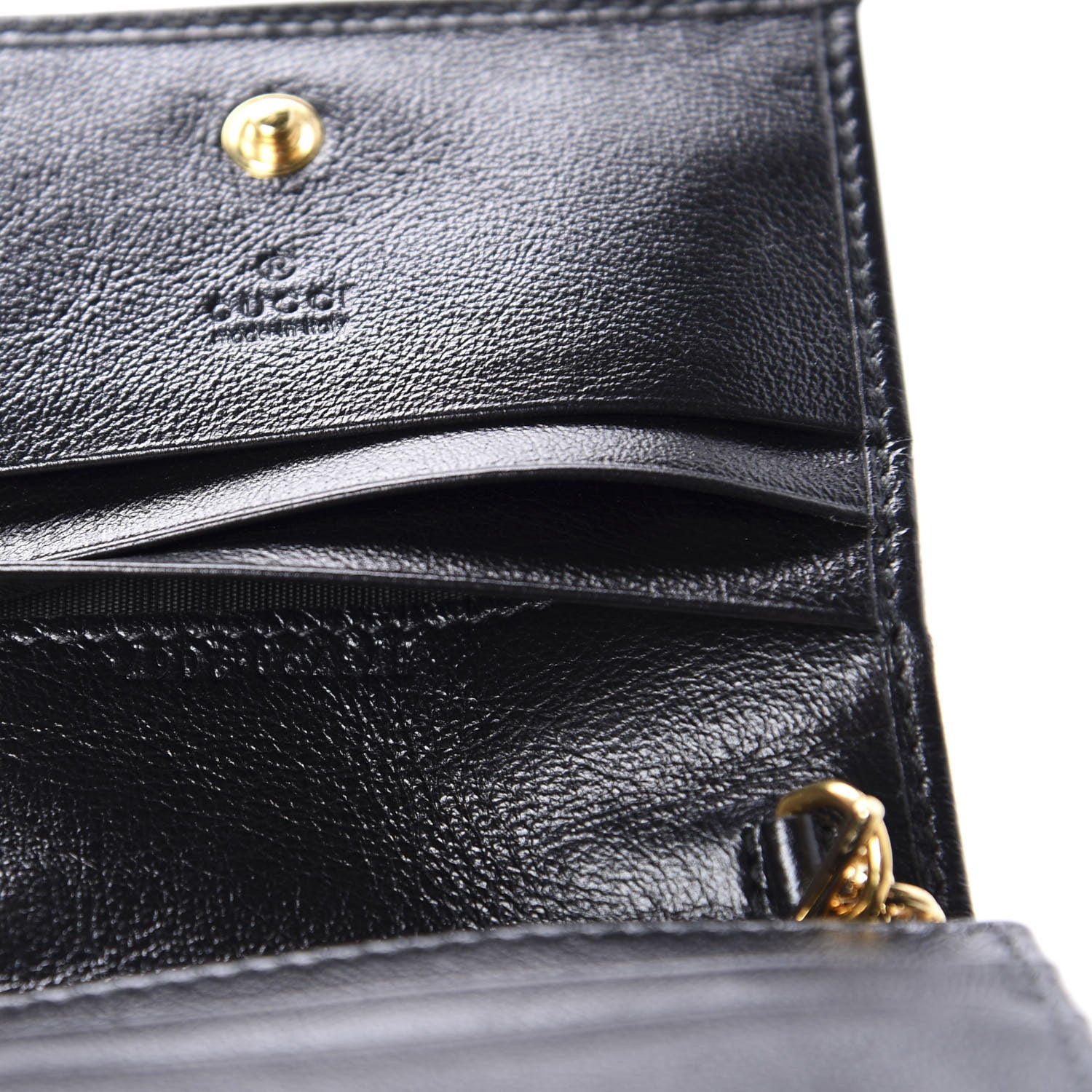 Gucci Calfskin Web Rajah Chain Card Case Wallet Black 9 of 11