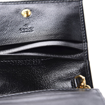 Gucci Calfskin Web Rajah Chain Card Case Wallet Black 9 of 11