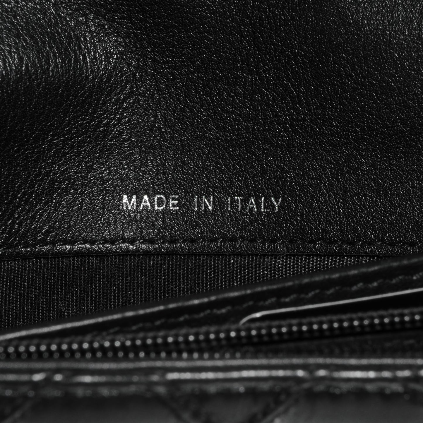 Lambskin Diamond Stitched Long Flap Wallet Black