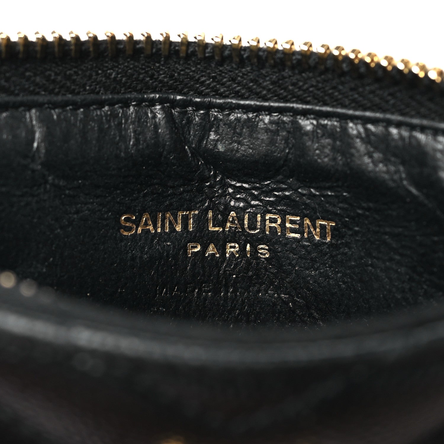 Saint Laurent Grain De Poudre Matelasse Chevron Monogram Fragments Zippered Card Case Black 6 of 8