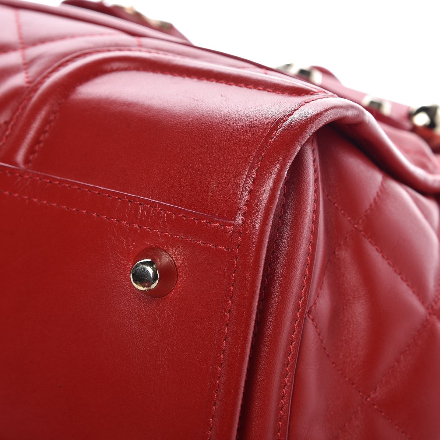 Calfskin Quilted Large Manor Tote Red
