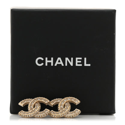 Chanel Crystal Timeless CC Earrings Light Gold 5 of 5