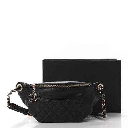 Chanel Lambskin Quilted Waist Bag Fanny Pack Black 11 of 11