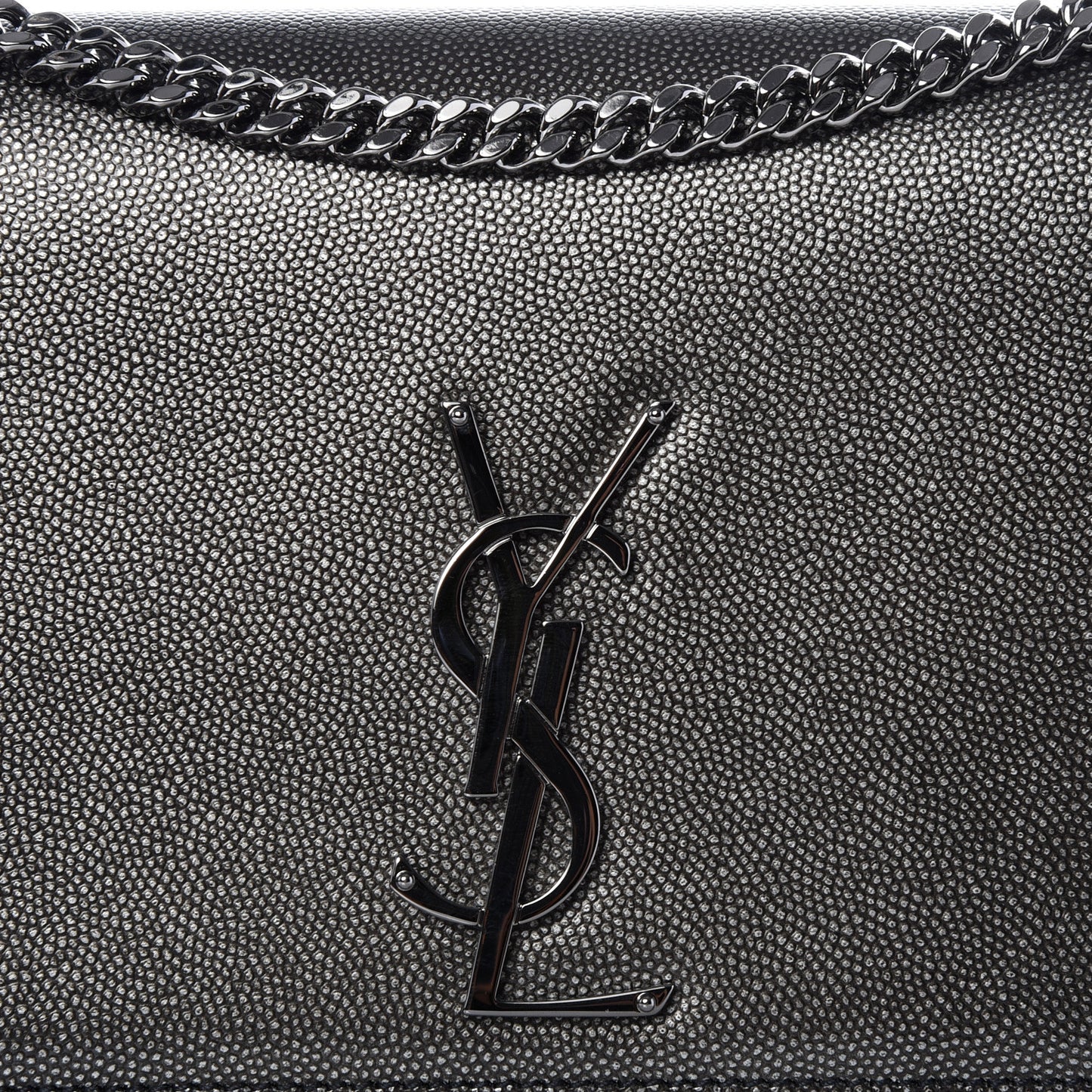 Metallic Grain De Poudre Medium Classic Monogram Kate Satchel Dark Lead