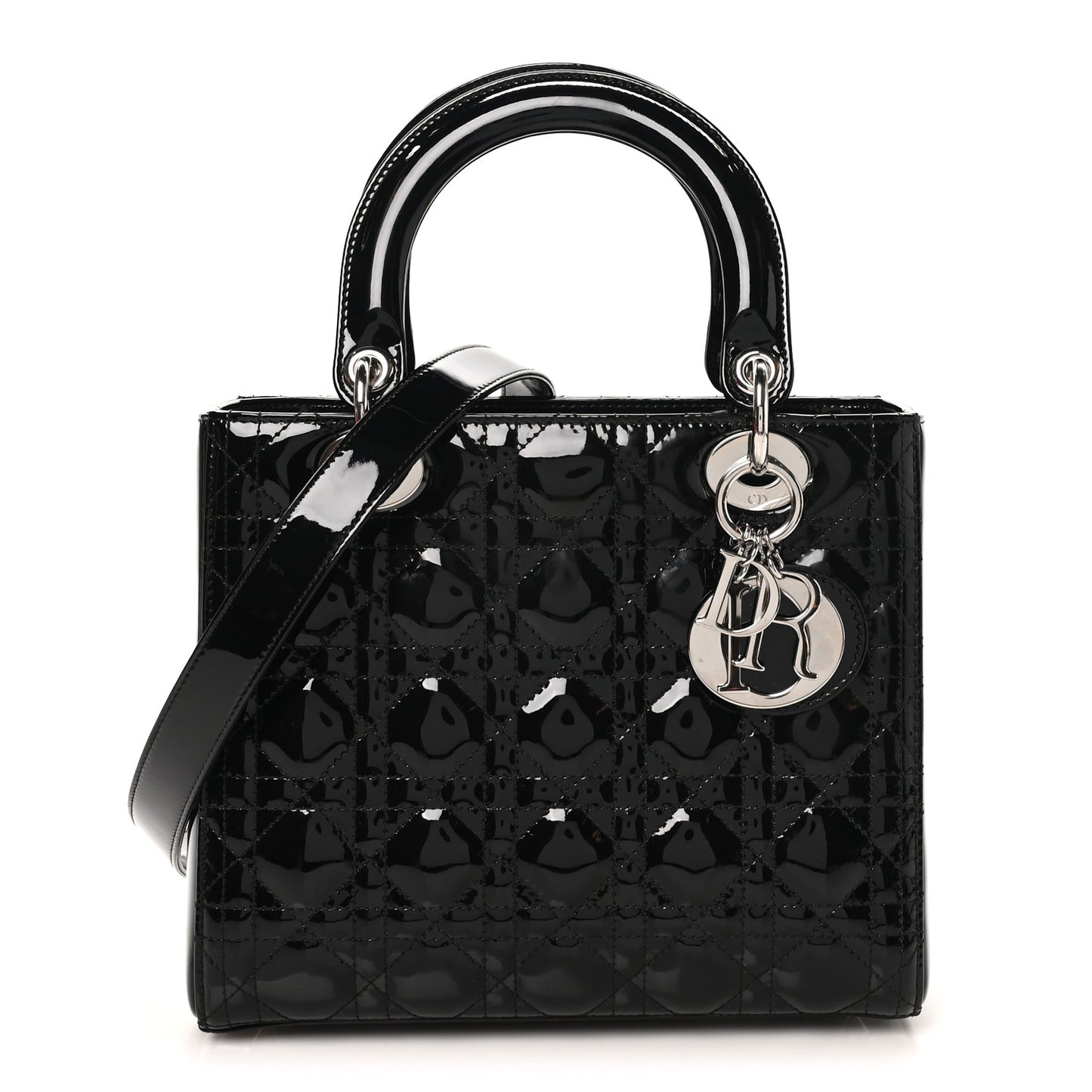 Patent Cannage Medium Lady Dior Black