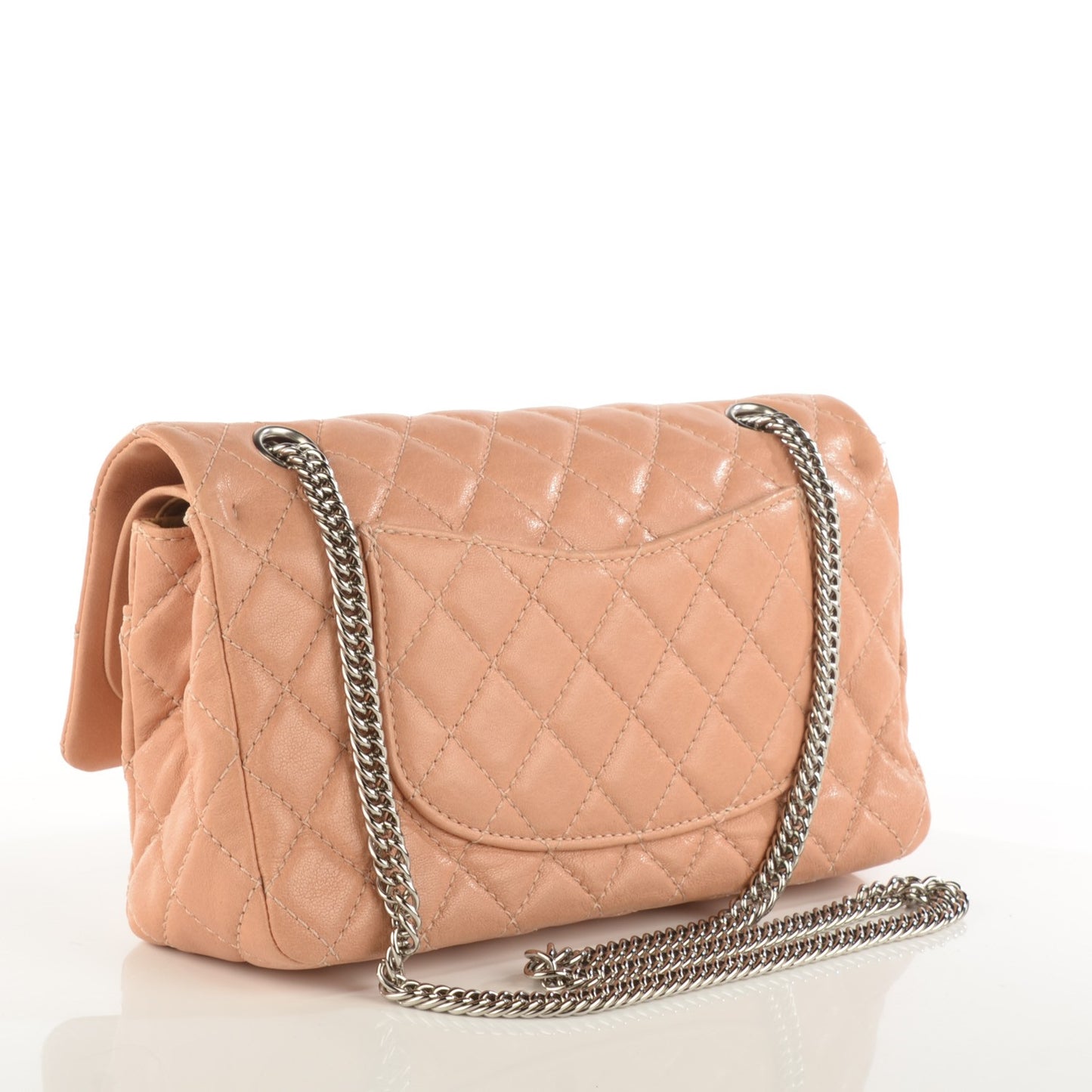 Washed Lambskin Quilted Medium Double Flap Bijoux Chain Pink