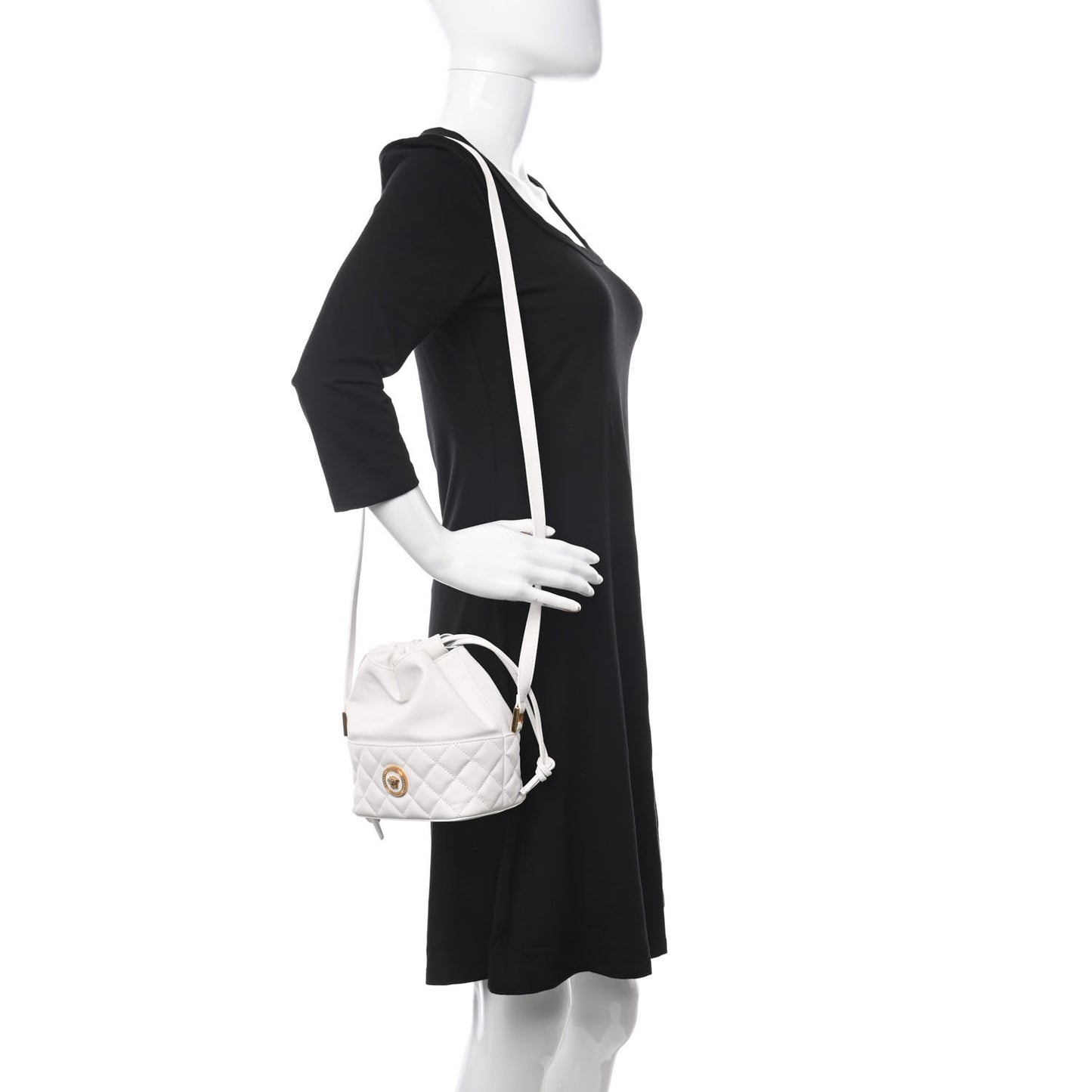Nappa Quilted Medusa Bucket Bag White