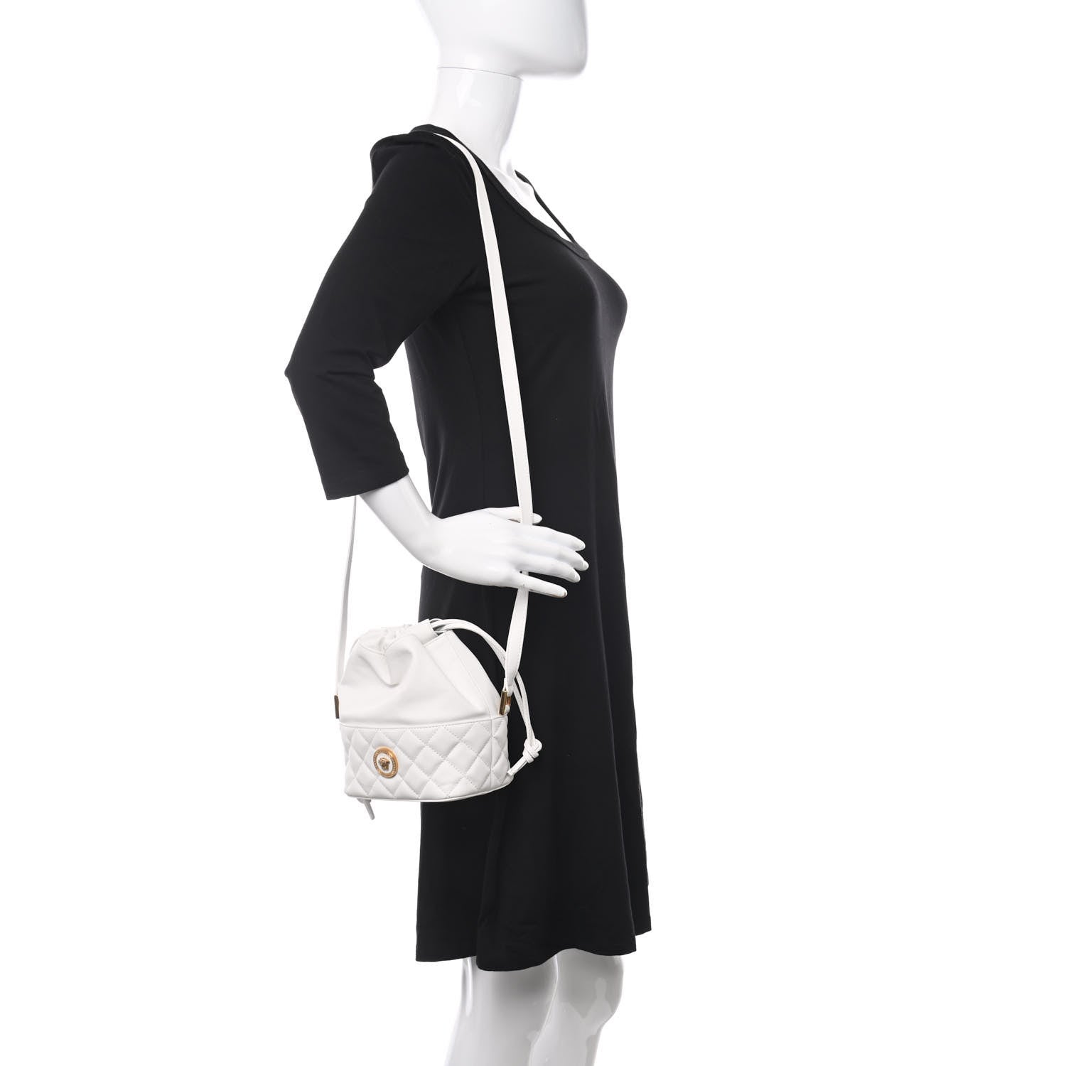 Versace Nappa Quilted Medusa Bucket Bag White 2 of 9