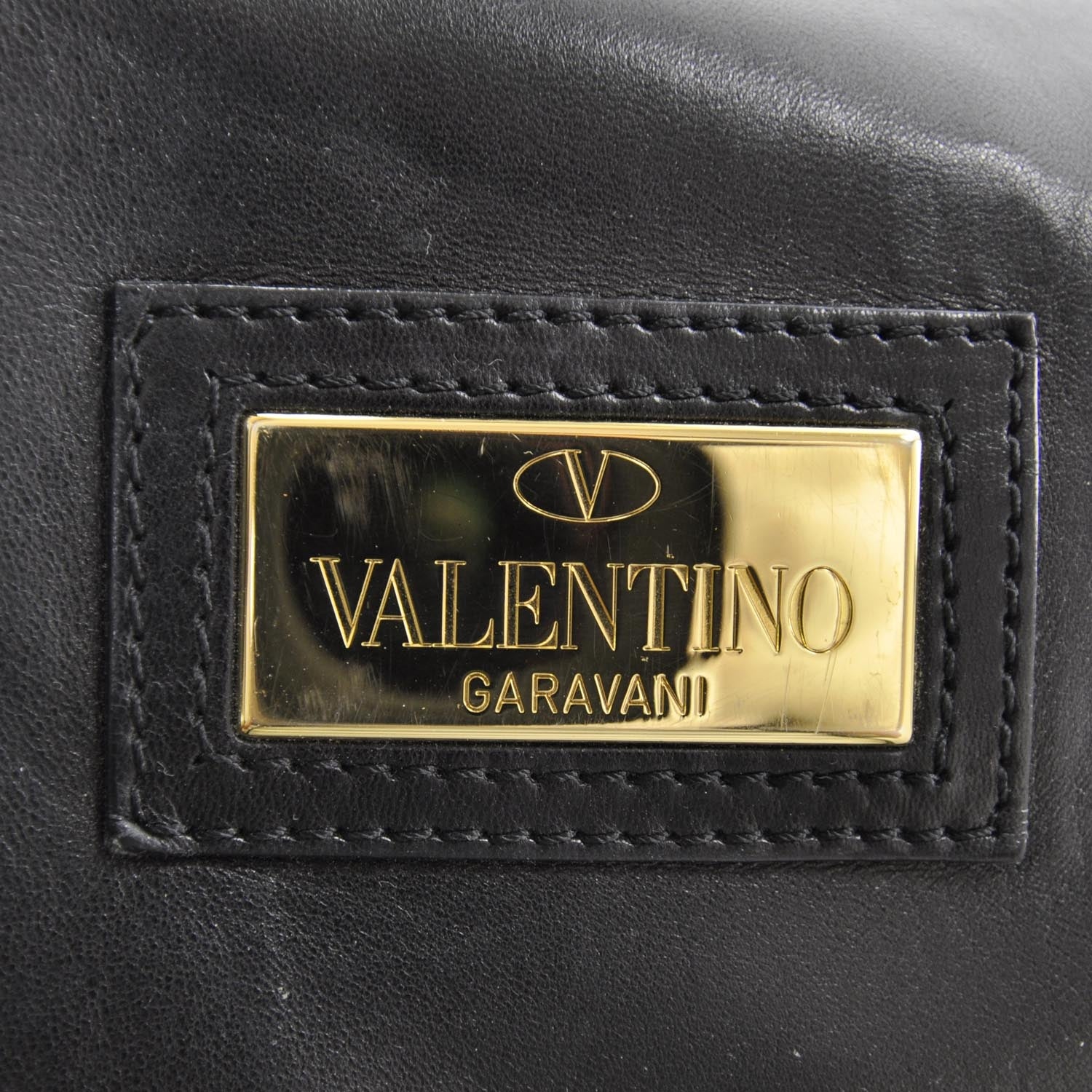 Valentino Garavani Nappa Leather Jardin Rose Framed Duffel Black 9 of 9