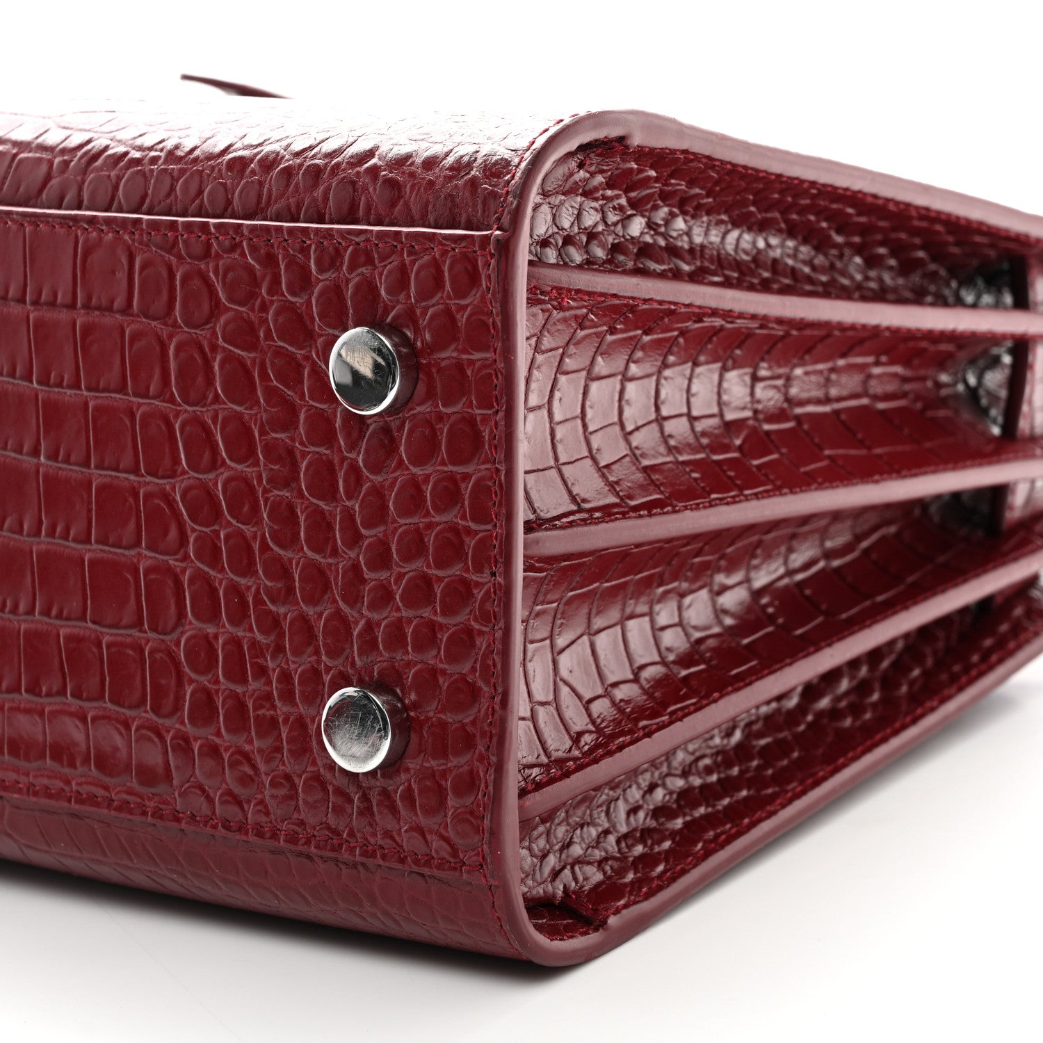 Saint Laurent Calfskin Crocodile Embossed Baby Sac De Jour Red 10 of 10