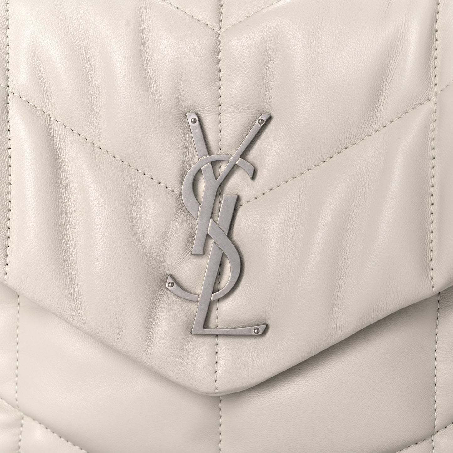 Lambskin Quilted Small Loulou Puffer Monogram Chain Satchel Blanc Vintage