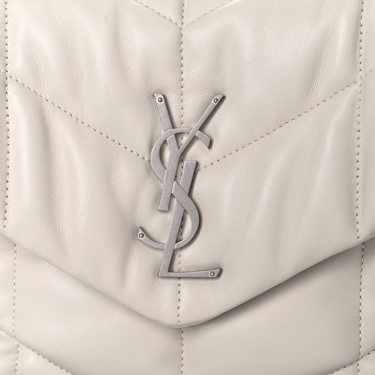 Saint Laurent Lambskin Quilted Small Loulou Puffer Monogram Chain Satchel Blanc Vintage 15 of 15