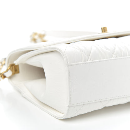 Chanel Crumpled Lambskin Quilted Small CC Links Top Handle Flap White 10 of 12