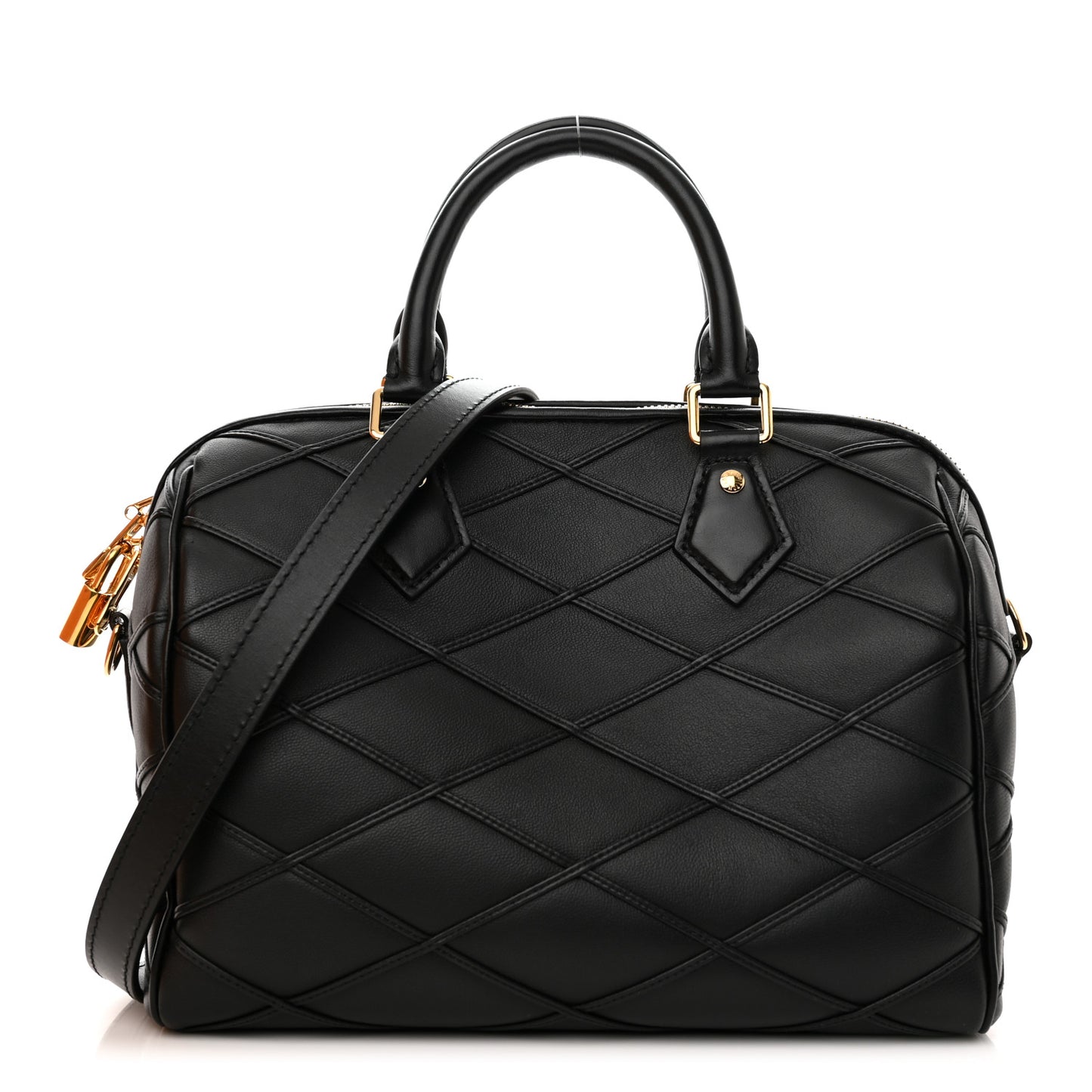 Lambskin Malletage Speedy Bandouliere 25 Black