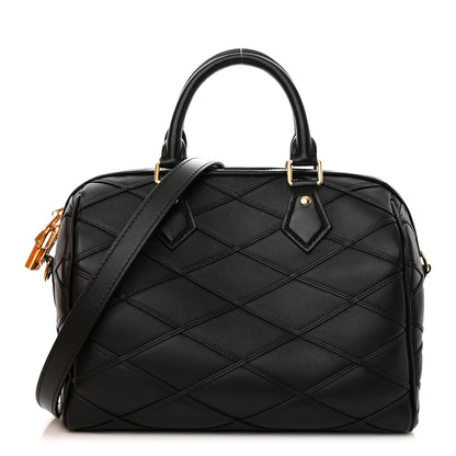 Louis Vuitton Lambskin Malletage Speedy Bandouliere 25 Black 1 of 10