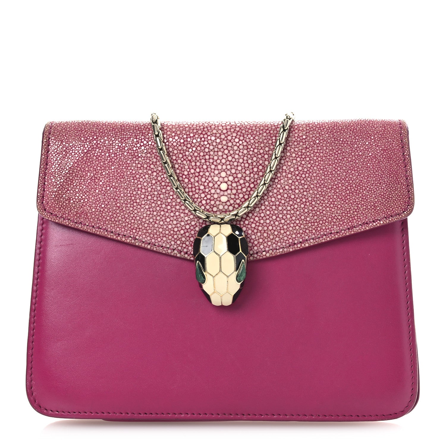 Bulgari Calfskin Galuchat Serpenti Forever Crossbody Bag Dark Pink 1 of 14