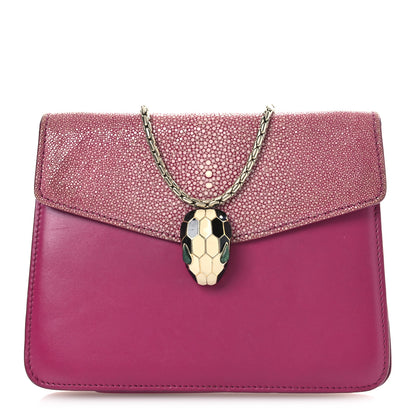 Bulgari Calfskin Galuchat Serpenti Forever Crossbody Bag Dark Pink 1 of 14
