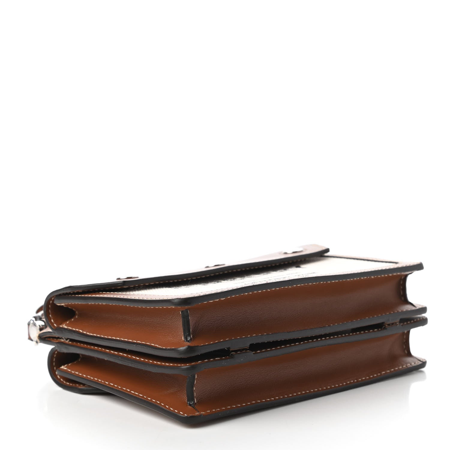 Burberry Smooth Calfskin Canvas Horseferry Print Mini Title Bag with Pocket Natural Malt Brown 4 of 10