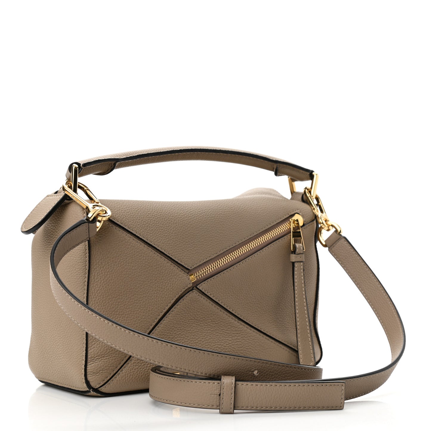 Grained Calfskin Small Puzzle Bag Sand