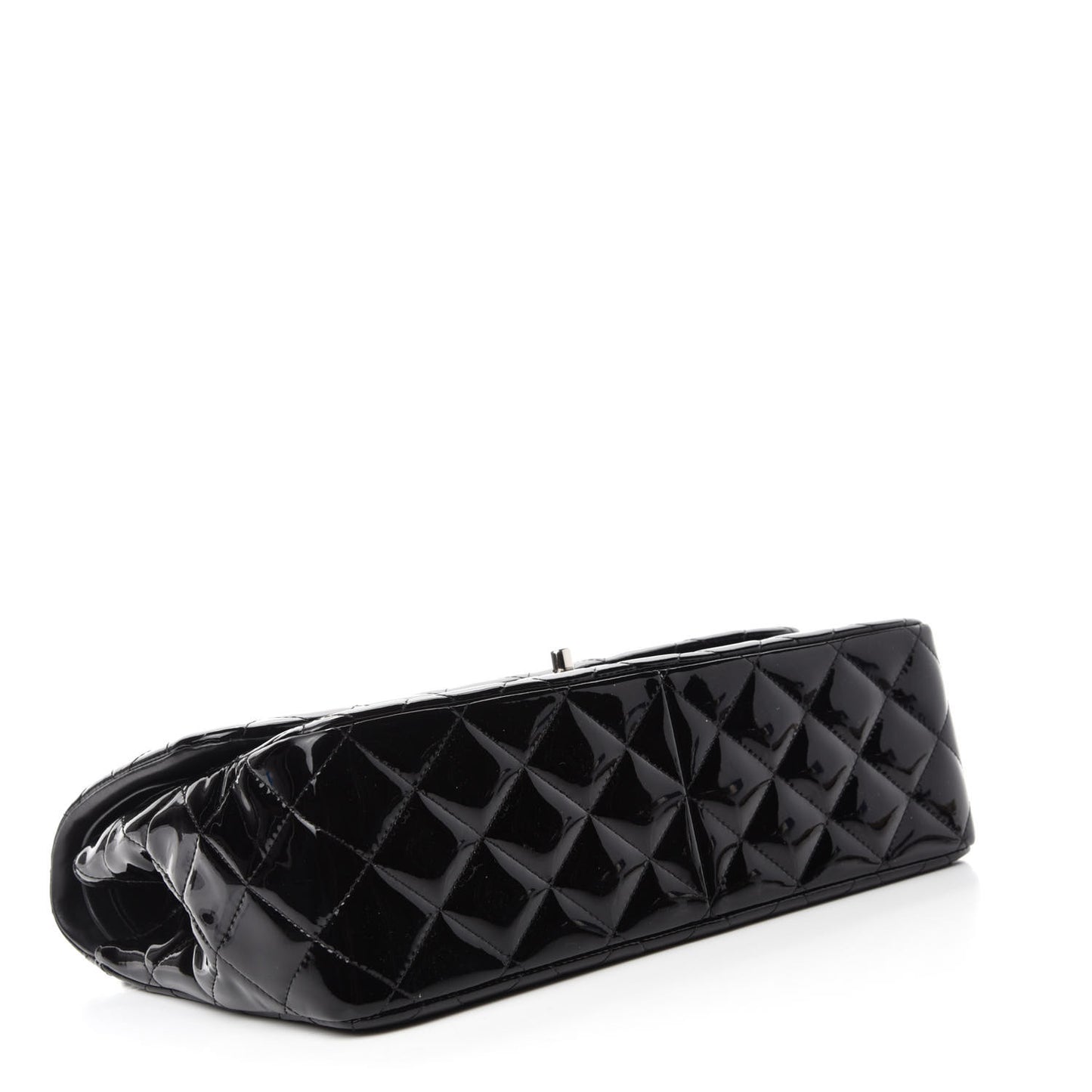 Patent Quilted Jumbo Double Flap Black