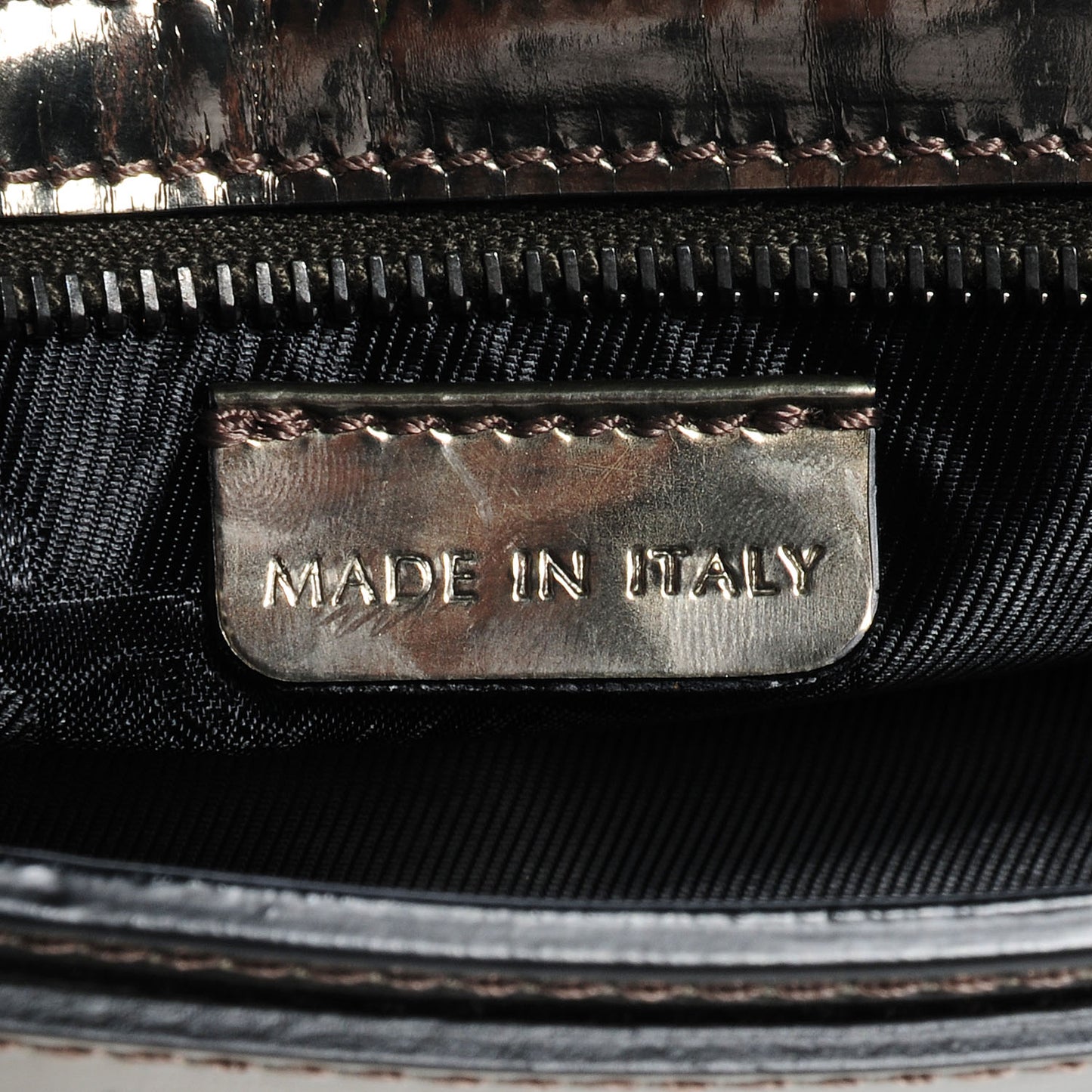 Patent Bridle Calfskin Clutch Bag Nickel