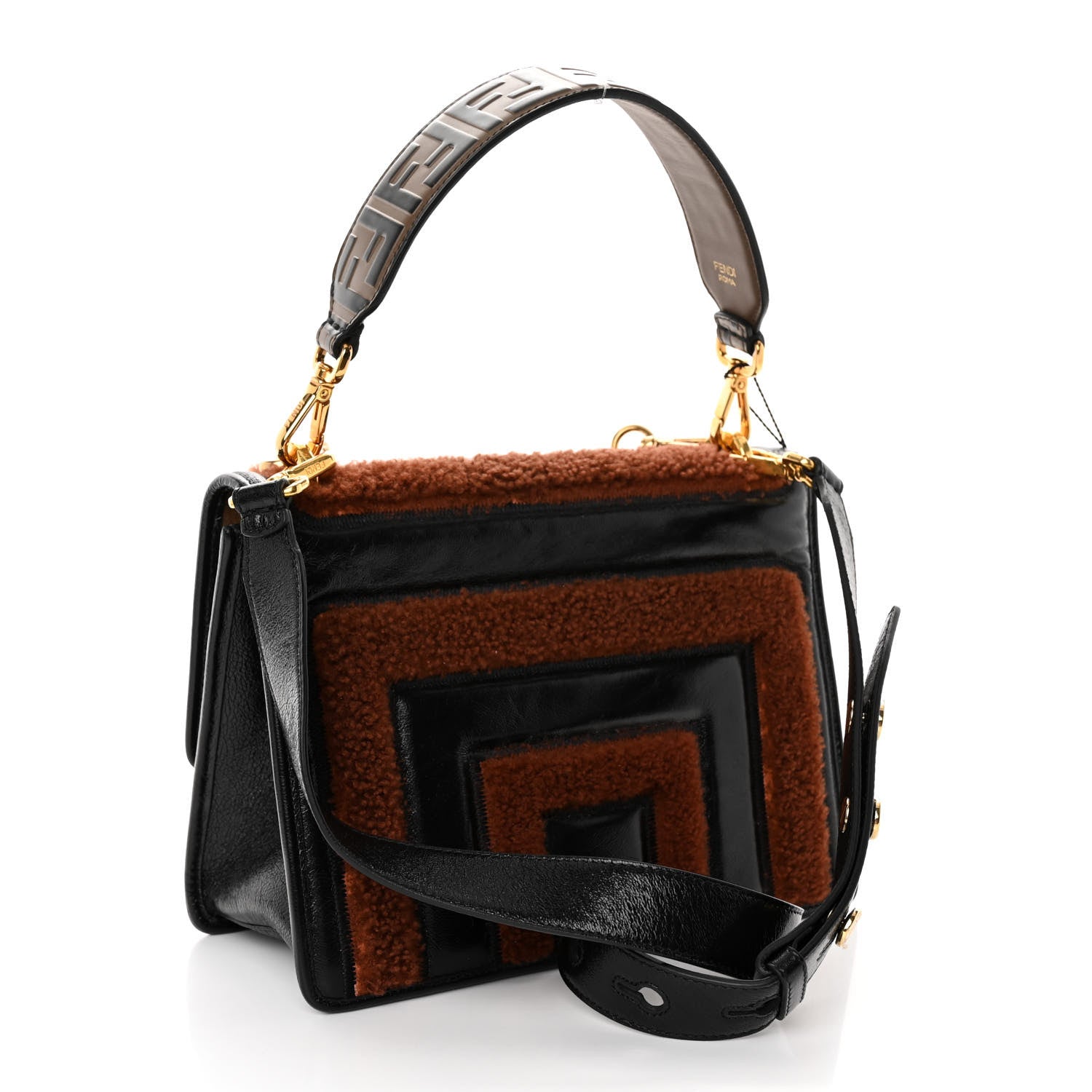 Fendi Agnello Old Shine Shearling F is Fendi Embossed Kan U Shoulder Bag Black Foresta 3 of 9